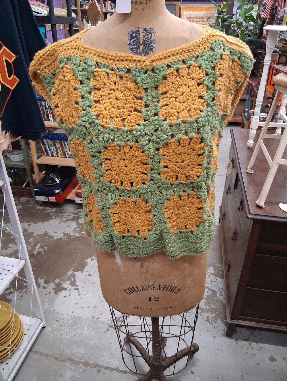 Retro Hand Crocheted Womans Tunic Top